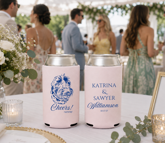 Custom pet portrait wedding can cooler