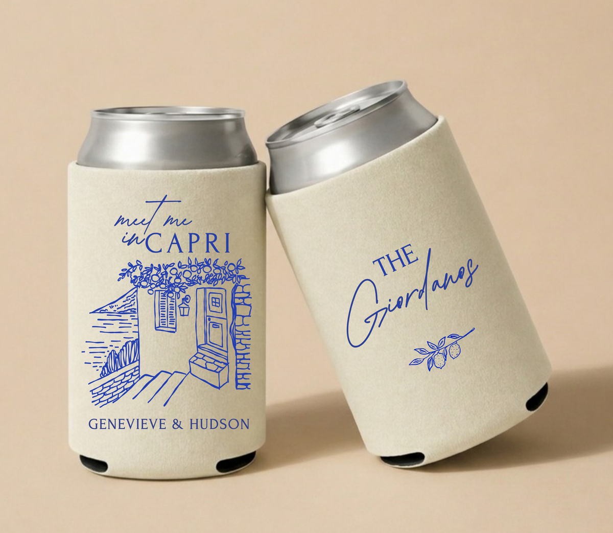 Capri Italy Wedding Can Coolers