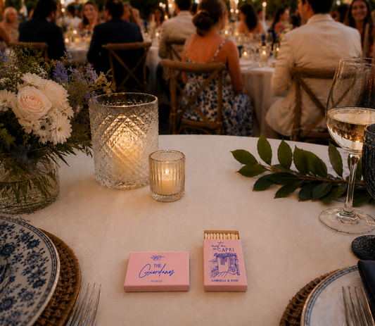 Custom Capri wedding matchboxes