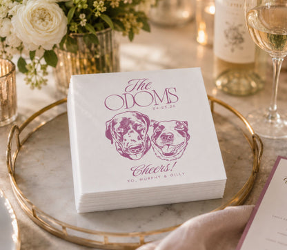 Personalized multiple dog wedding napkins