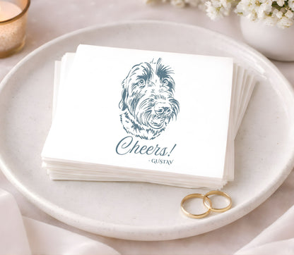 Personalized dog wedding cocktail napkins