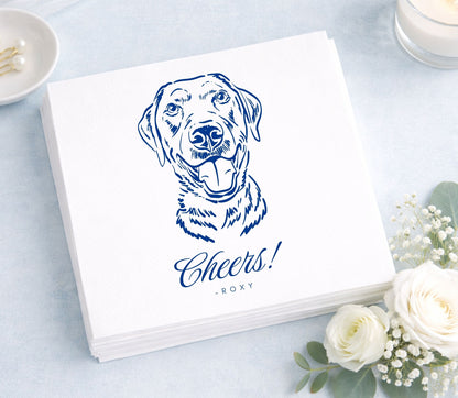 Personalized dog wedding napkins with pet portrait