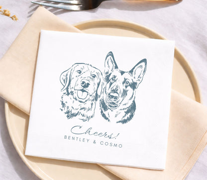 Personalized multiple dog wedding napkins