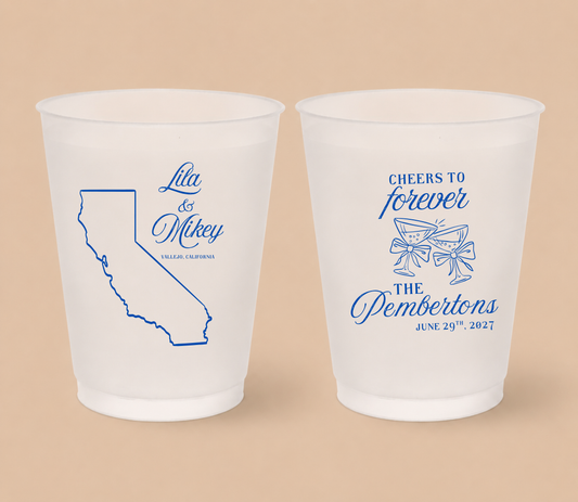 Personalized California Wedding Frosted Cups