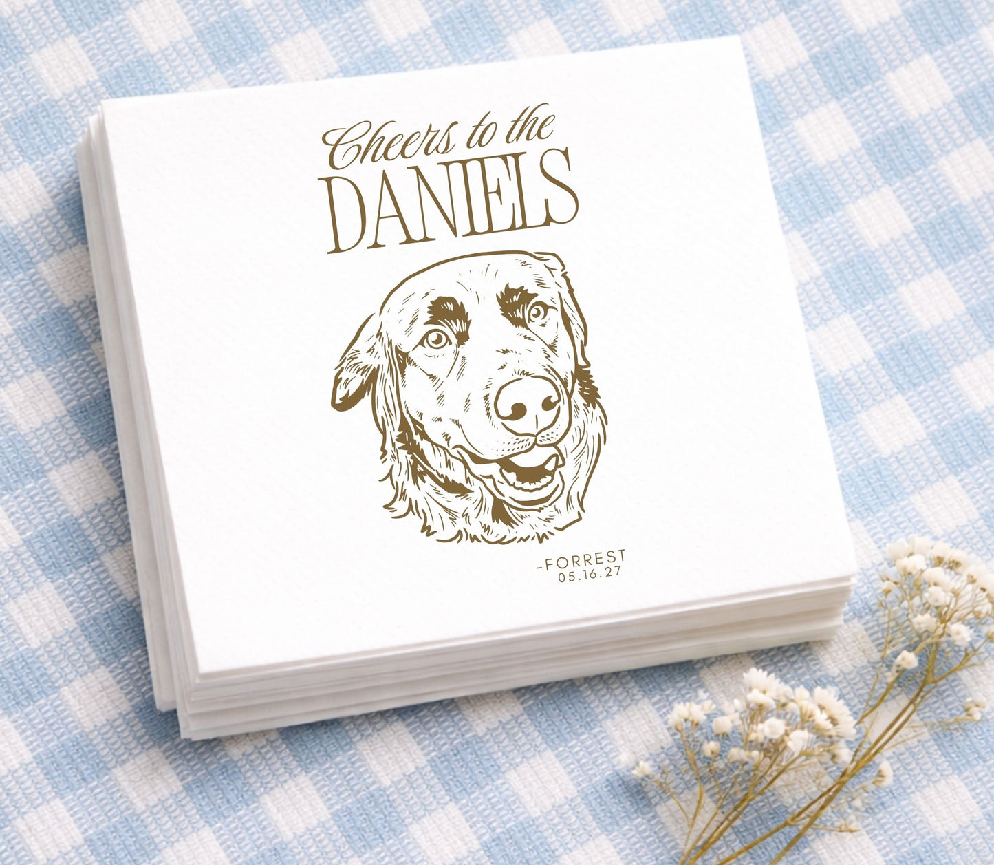Personalized dog wedding cocktail napkins
