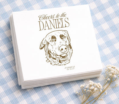 Personalized dog wedding cocktail napkins