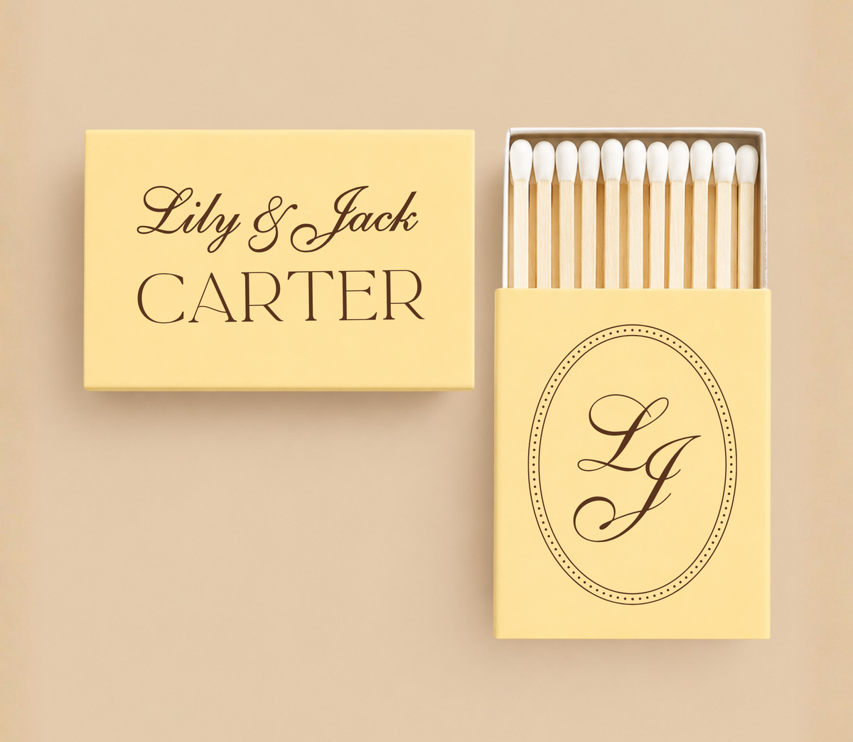 Personalized Classic Monogram Wedding Matchboxes