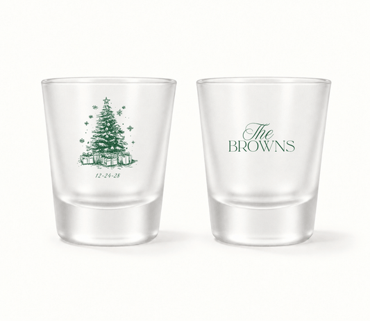 Personalized Christmas Holiday Tree Wedding Shot Glasses