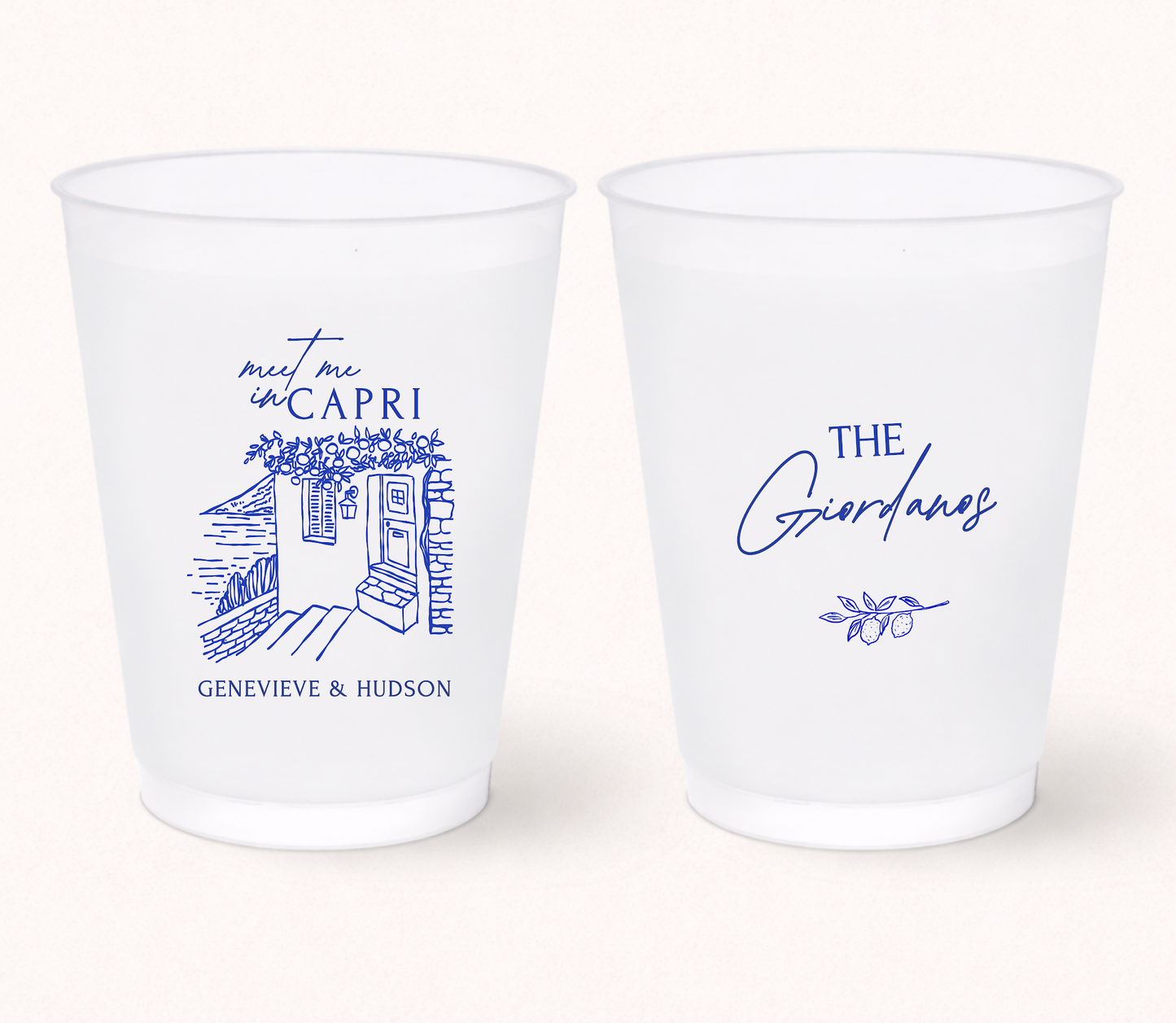 Coastal Italy Frosted Cups Scenic Artwork