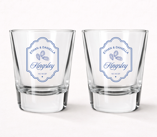 Coastal oyster wedding shot glasses
Personalized oyster wedding favor glasses
Beach wedding shot glasses with oyster design
Waterfront wedding keepsake shot glasses
Custom coastal wedding favors
Nautical wedding shot glasses personalized with names