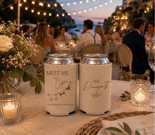 Italian destination wedding can coolers.