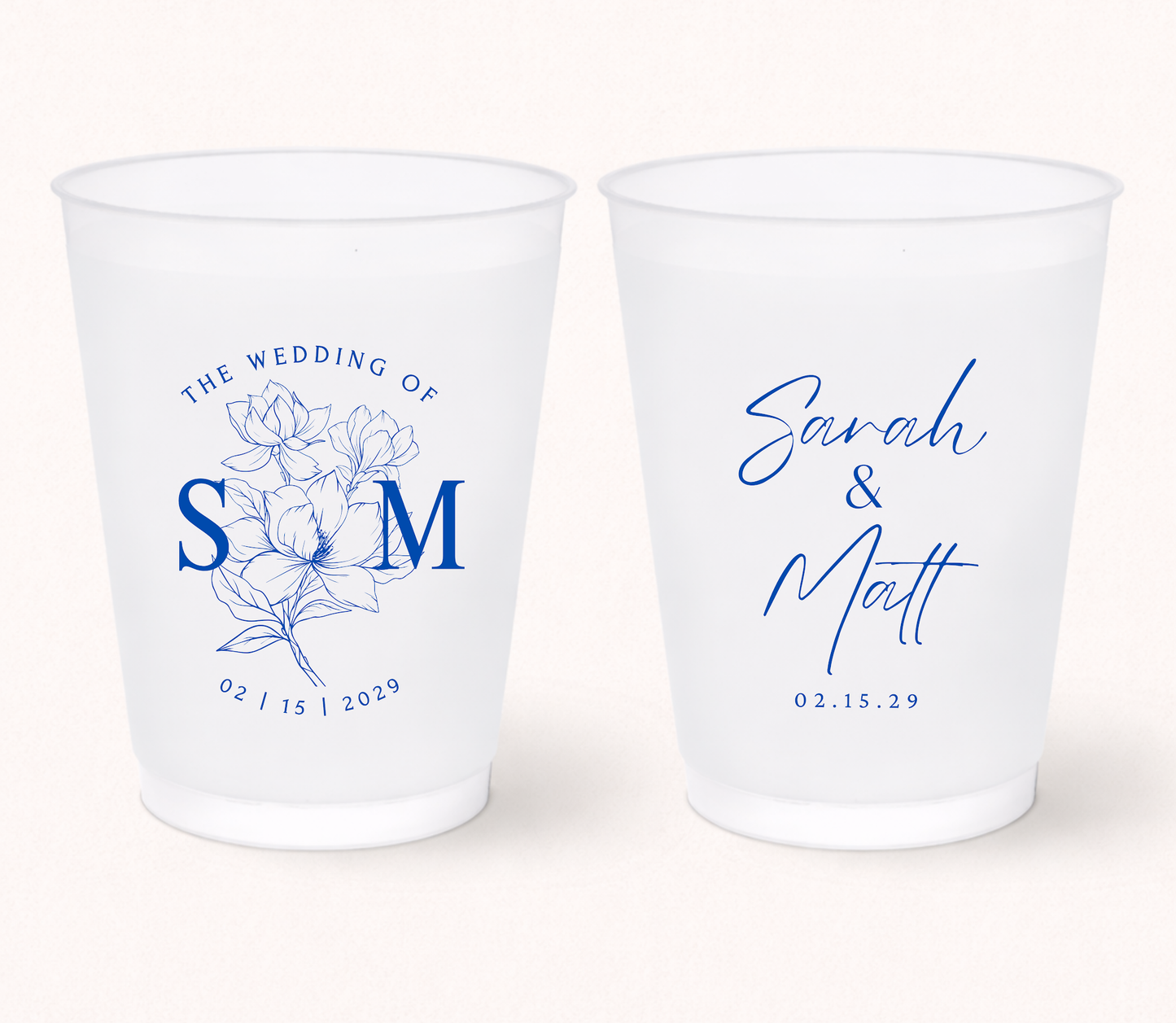Floral monogram wedding frosted cups
Elegant personalized wedding cups with flowers
Custom frosted cups with initials and names
Modern wedding drinkware with floral artwork
Romantic personalized bridal shower cups
Custom floral wedding favor cups