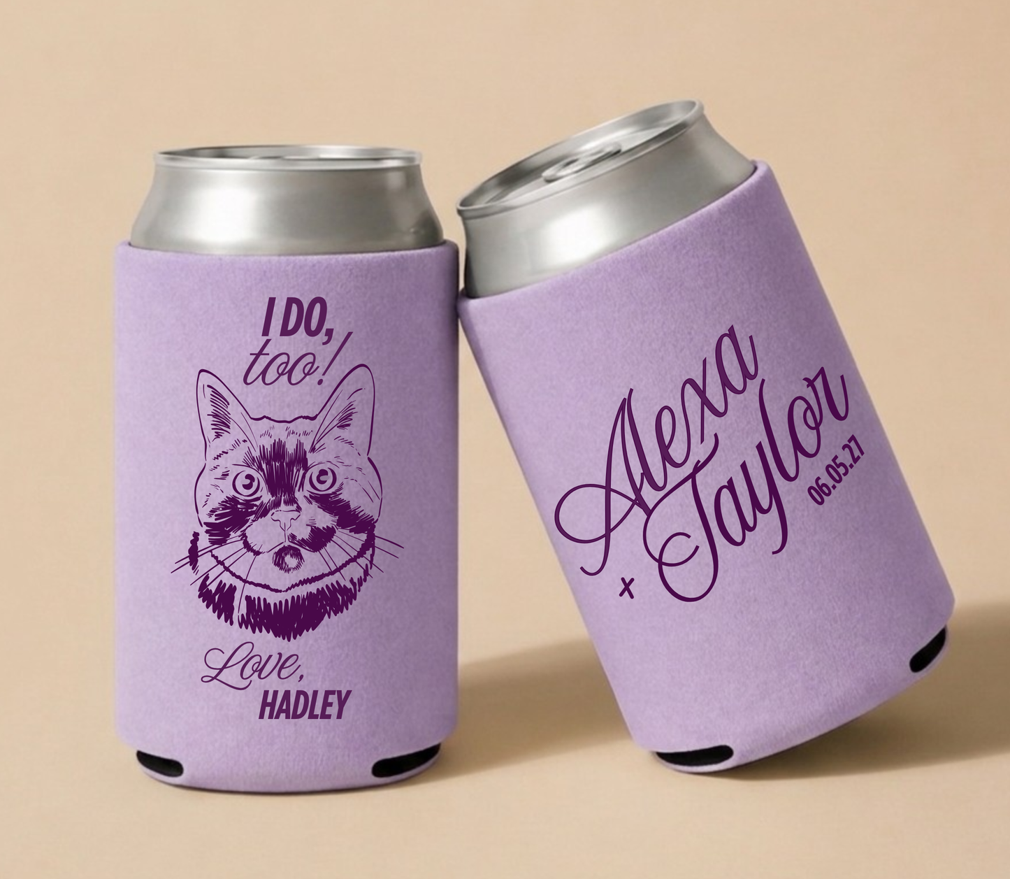 Personalized cat wedding can cooler
Custom cat portrait wedding favor
I do too cat can cooler
Pet lover wedding drink holder