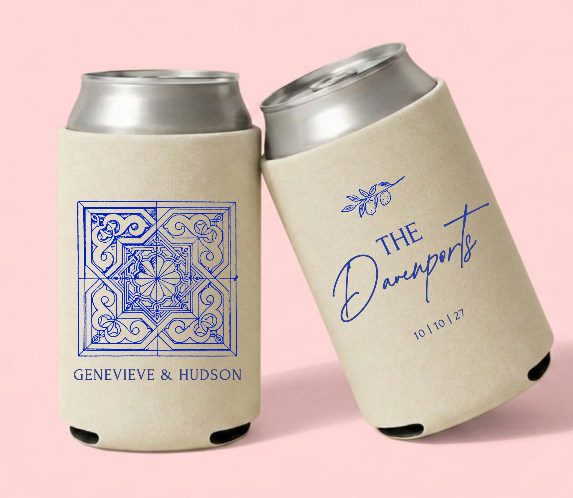 Custom Italy wedding drink sleeves for welcome bags, cocktail hour, poolside parties, and coastal receptions