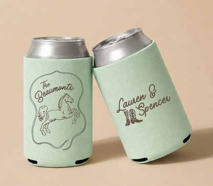 Custom Horse Wedding Can Coolers