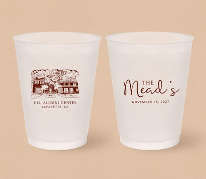Custom Wedding Venue Family Name Frosted Cups