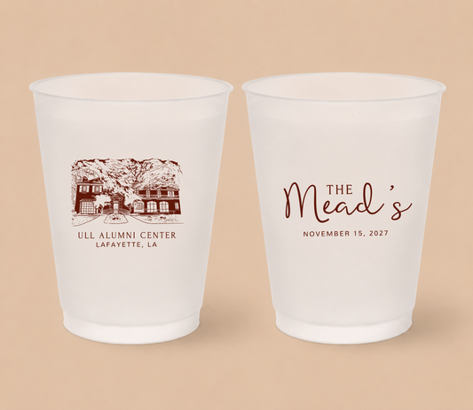 Custom Wedding Venue Family Name Frosted Cups