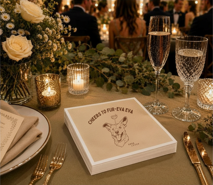 Personalized pet wedding napkins.