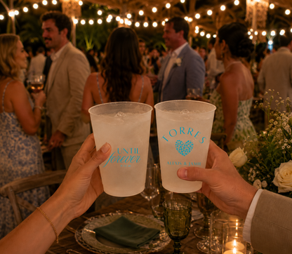Leopard heart plastic wedding cups_ or modern weddings.