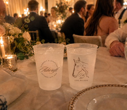 Personalized cowboy wedding stadium cups.