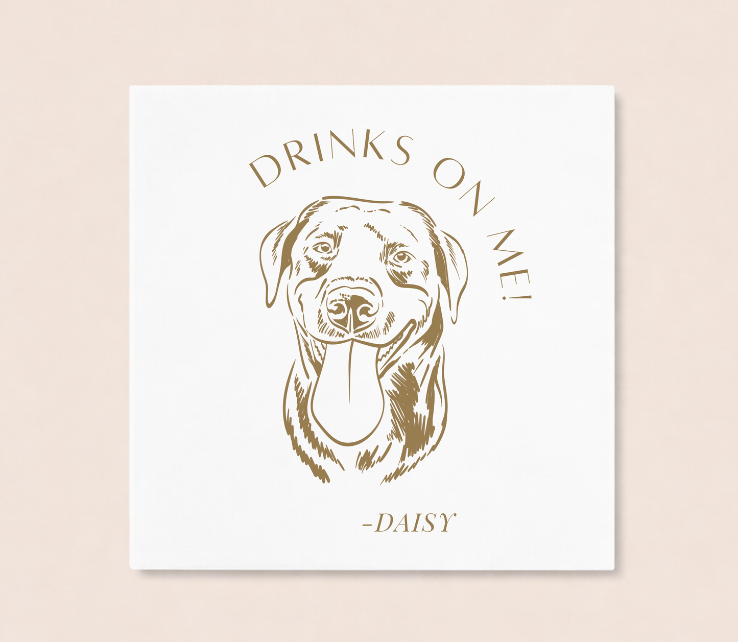 Custom dog wedding napkins drinks on me design
Personalized pet portrait cocktail napkins wedding
Dog illustration napkins elegant table setting
Custom wedding napkins dog lover theme
