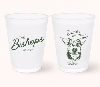 Custom dog wedding frosted cups
Personalized pet portrait wedding cups
I do too dog wedding favor
Dog lover frosted drink cups