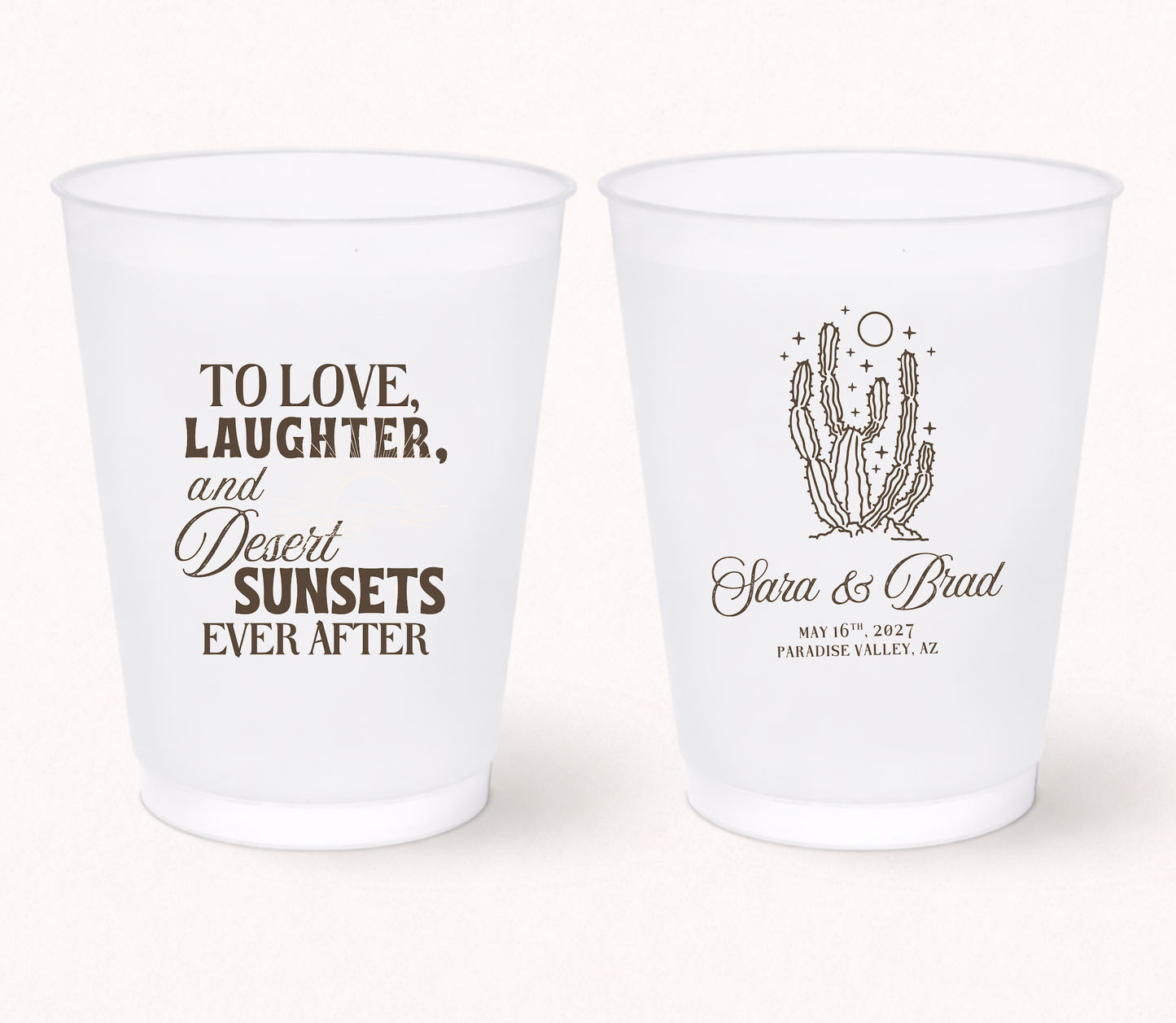 Desert Cactus Frosted Cups Sunset Design