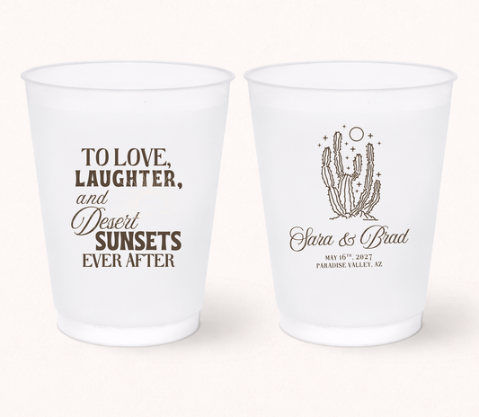 Desert Cactus Frosted Cups Sunset Design