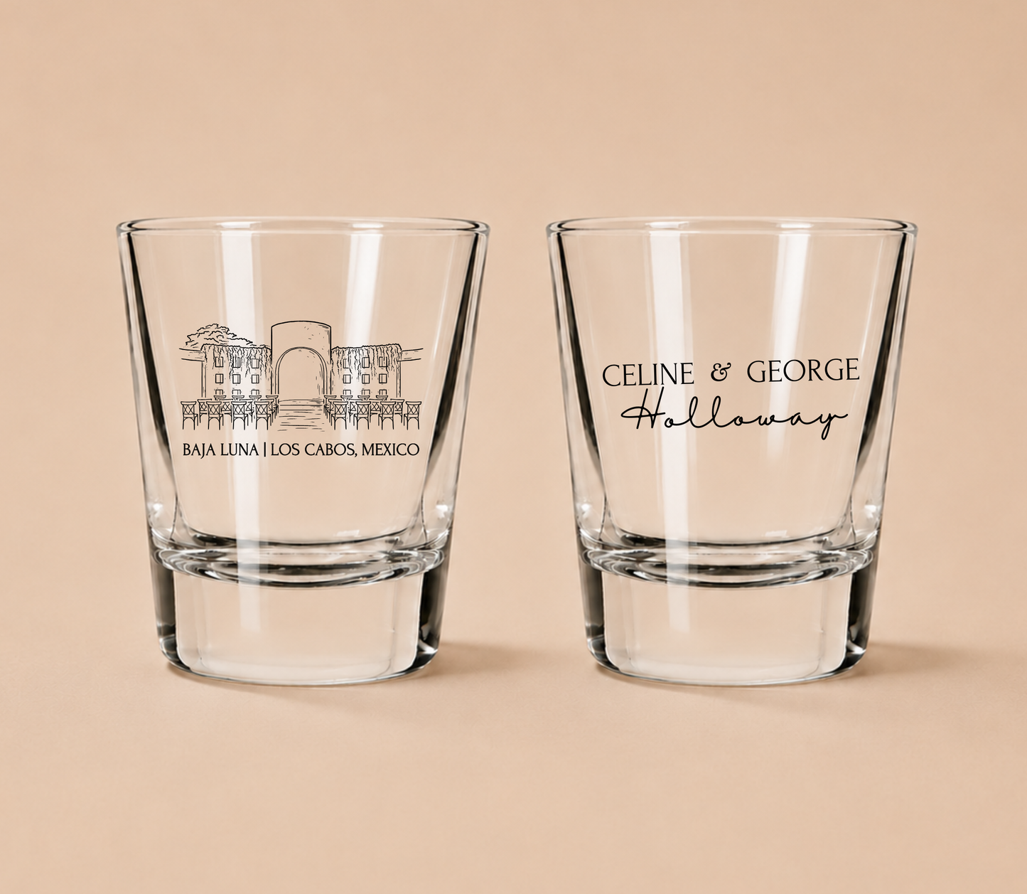 Personalized Destination Venue Wedding Shot Glasses