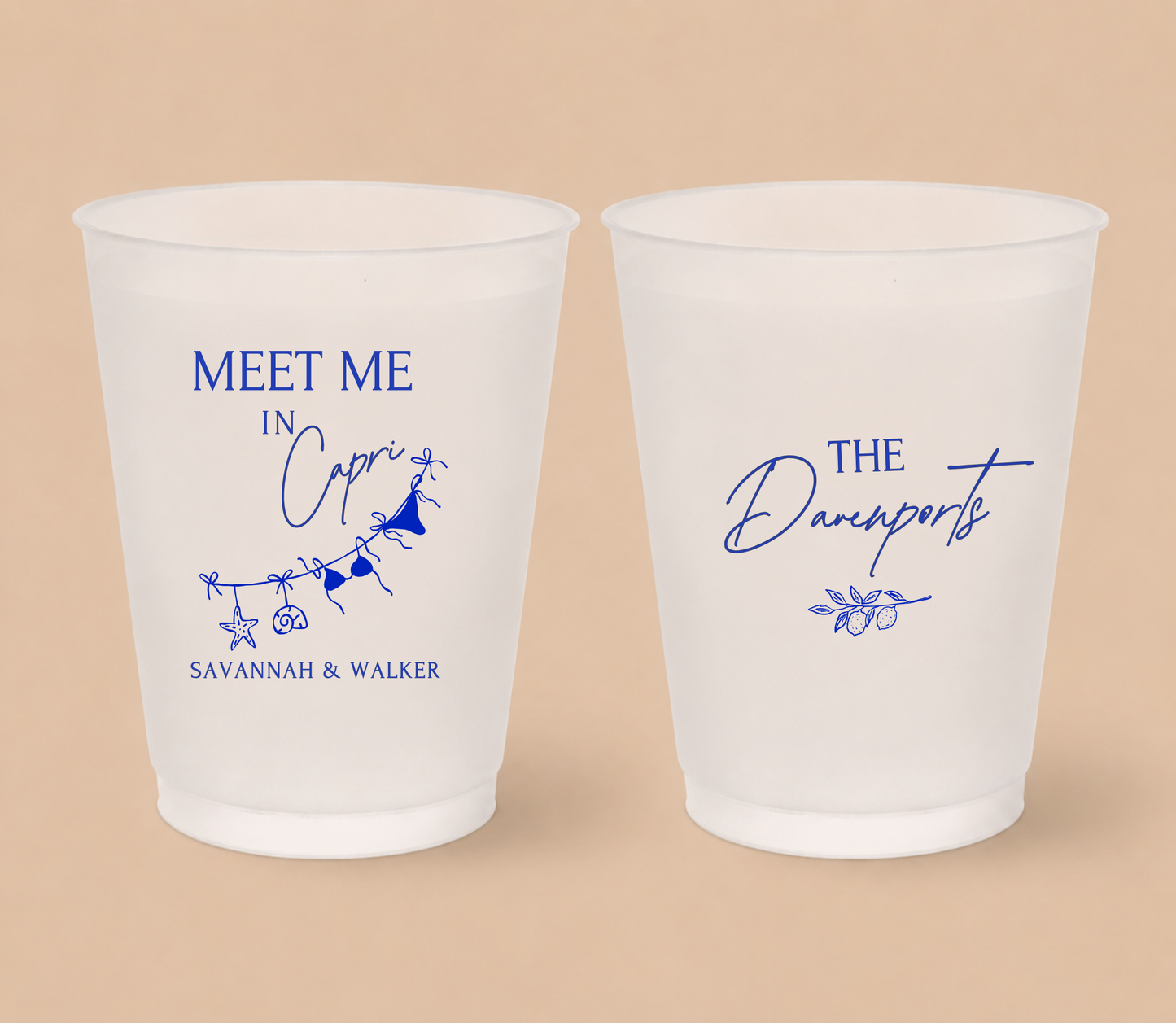Personalized Capri Coastal Wedding Frosted Cups