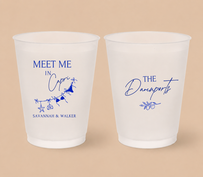 Personalized Capri Coastal Wedding Frosted Cups