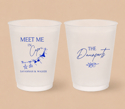 Personalized Capri Coastal Wedding Frosted Cups