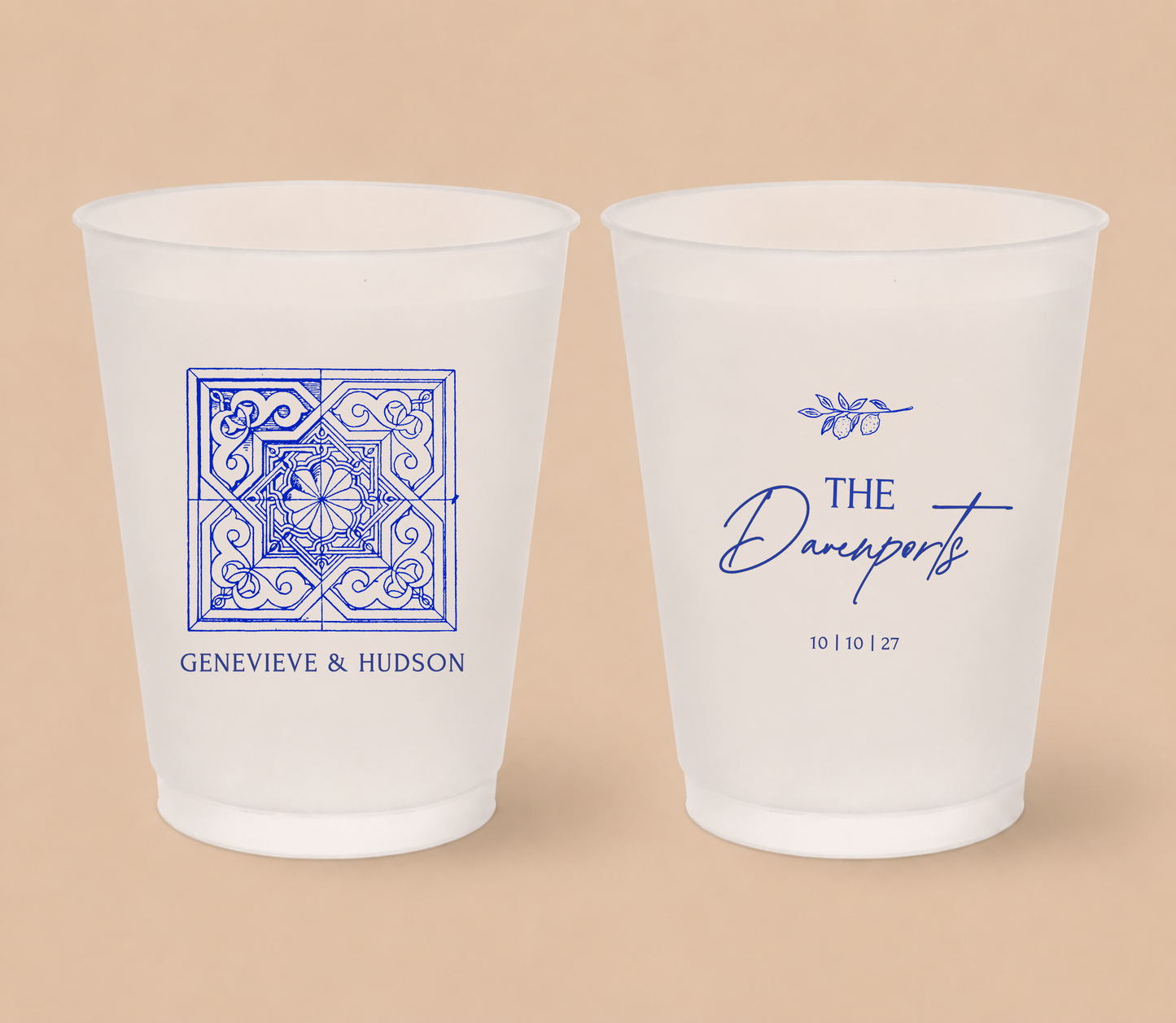 Personalized Mediterranean Wedding Frosted Cups