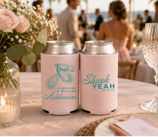 About Shucking Time Wedding Can Coolers