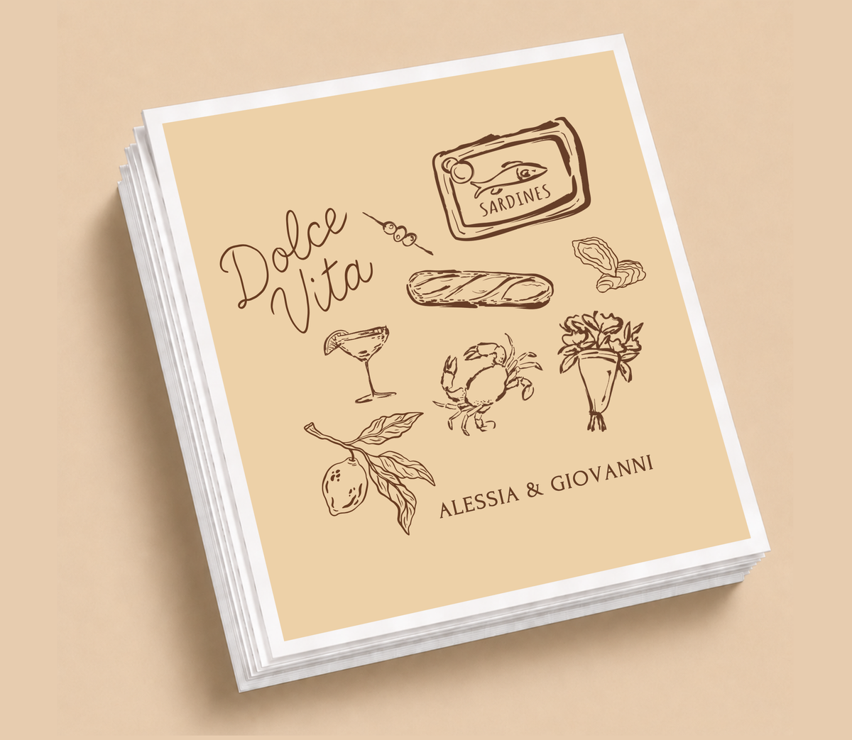 Personalized Dolce Vita Wedding Cocktail Napkins