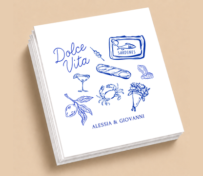 Personalized Dolce Vita Wedding Table Napkins