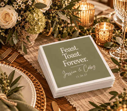 Personalized autumn wedding favors in olive green