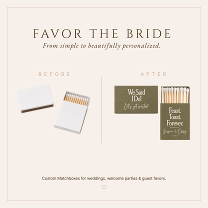 Thanksgiving wedding favor matchboxes with custom names