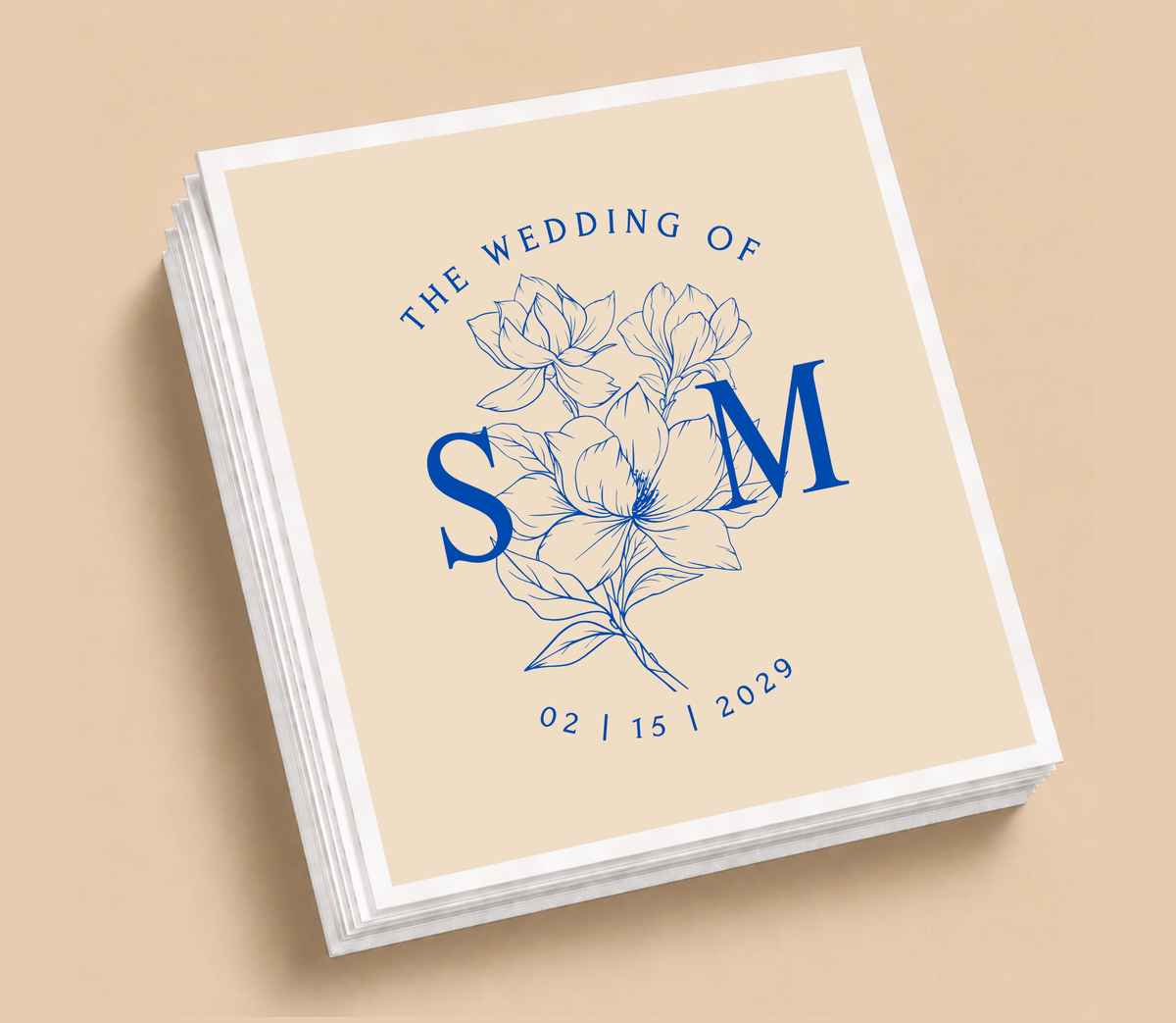 Personalized Floral Initial Wedding Table Napkins