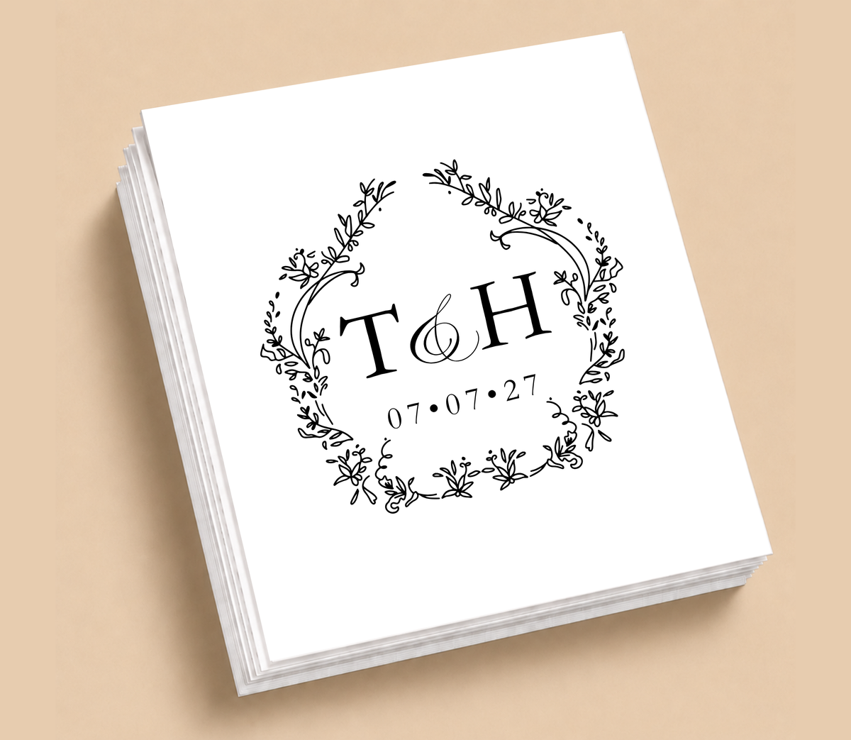 Personalized Floral Monogram Wedding Table Napkins