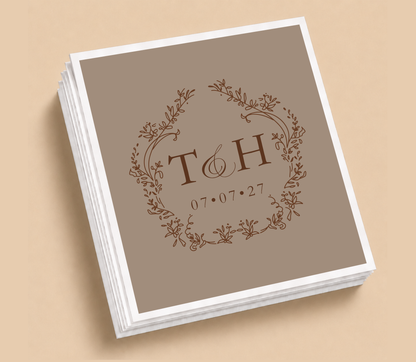 Personalized Floral Monogram Wedding Table Napkins
