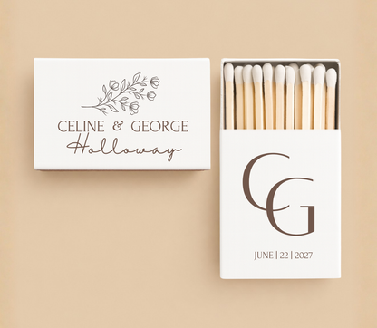 Personalized Floral Monogram Wedding Matchboxes