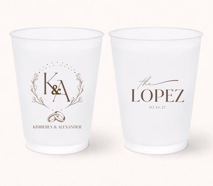 Elegant wedding monogram frosted cups
Personalized wedding cups with floral initials
Custom frosted cups with wedding rings design
Romantic wedding drinkware with monogram
Elegant bridal shower frosted cups
Luxury personalized wedding favor cups