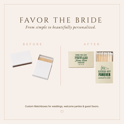 Personalized game day wedding favors featuring Same Team Forever wording, football-inspired typography, and #1 pennant artwork.