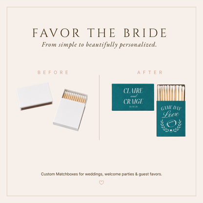 Personalized game day wedding favors featuring football artwork, heart detail, laurel wreath, and custom wedding details.
