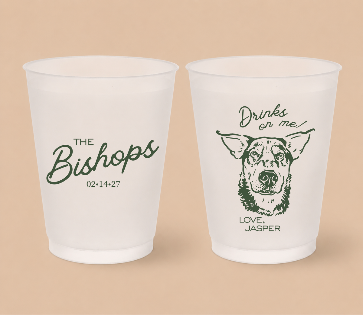 Personalized Pet Portrait Wedding Frosted Cups