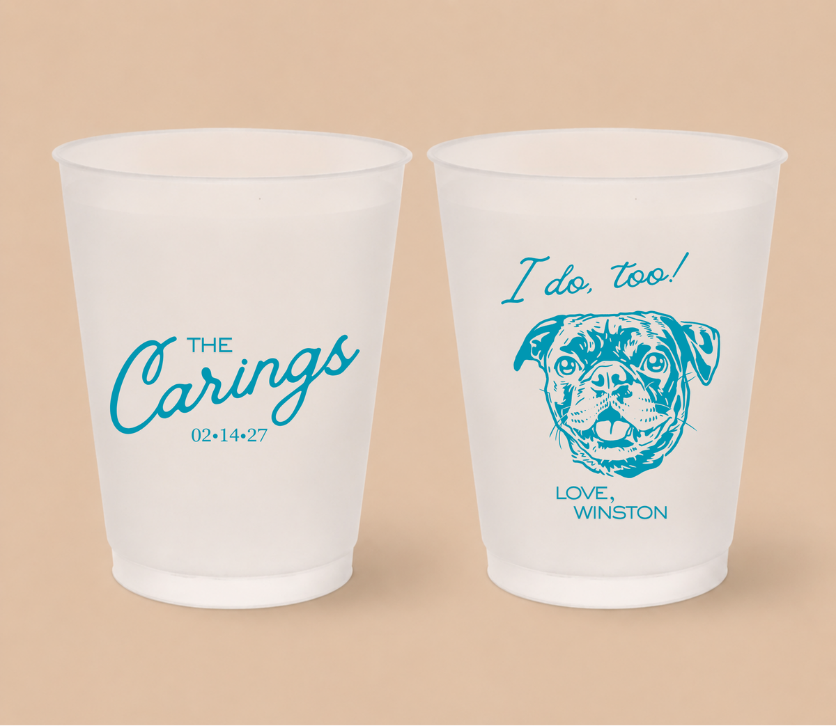 Personalized Pug Wedding Frosted Cups