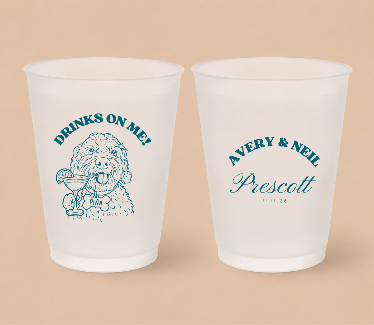 Personalized Dog Initials Wedding Frosted Cups