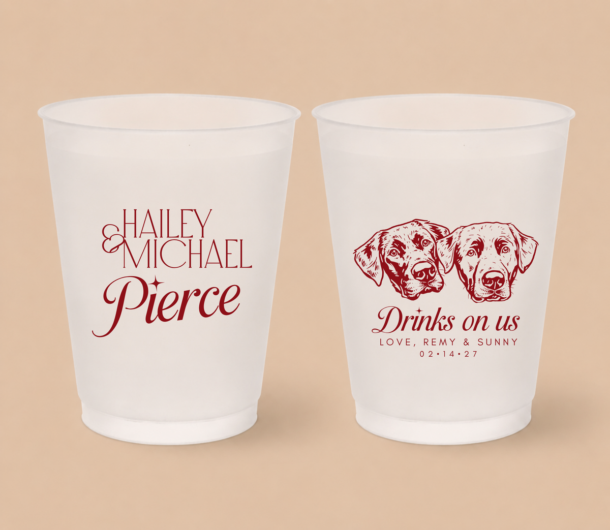 Personalized Two Pet Wedding Frosted Cups