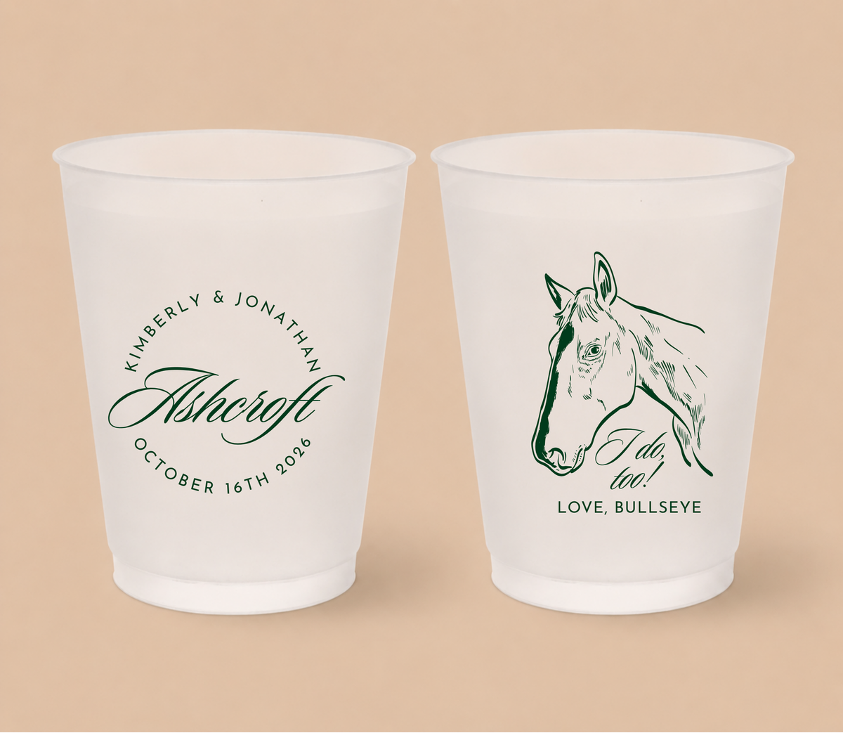 Personalized Horse Wedding Frosted Cups